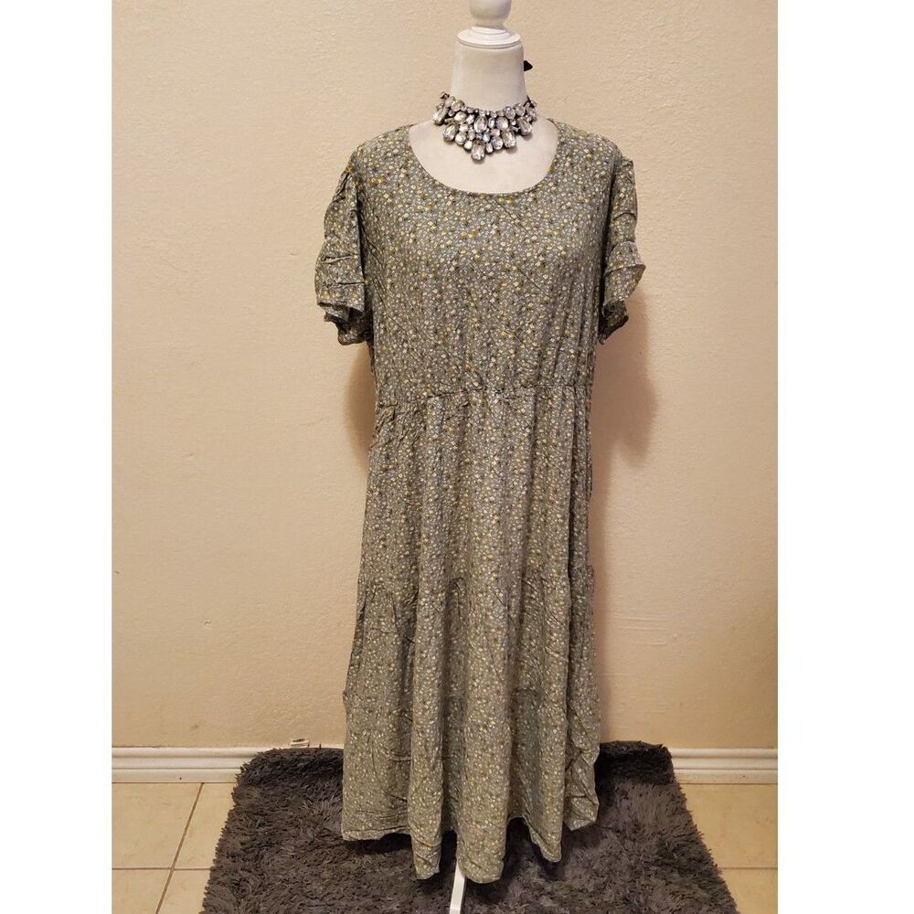 NEMIDOR DRESS GREEN SHORT SLEEVE POLYESTER SIZE 18(2X)